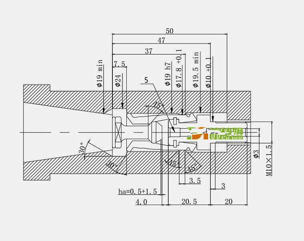 1x BT30 4 Petal Clamp Pull Claw Tool CNC Spindle 45 Degree Outer Screw Pull Part