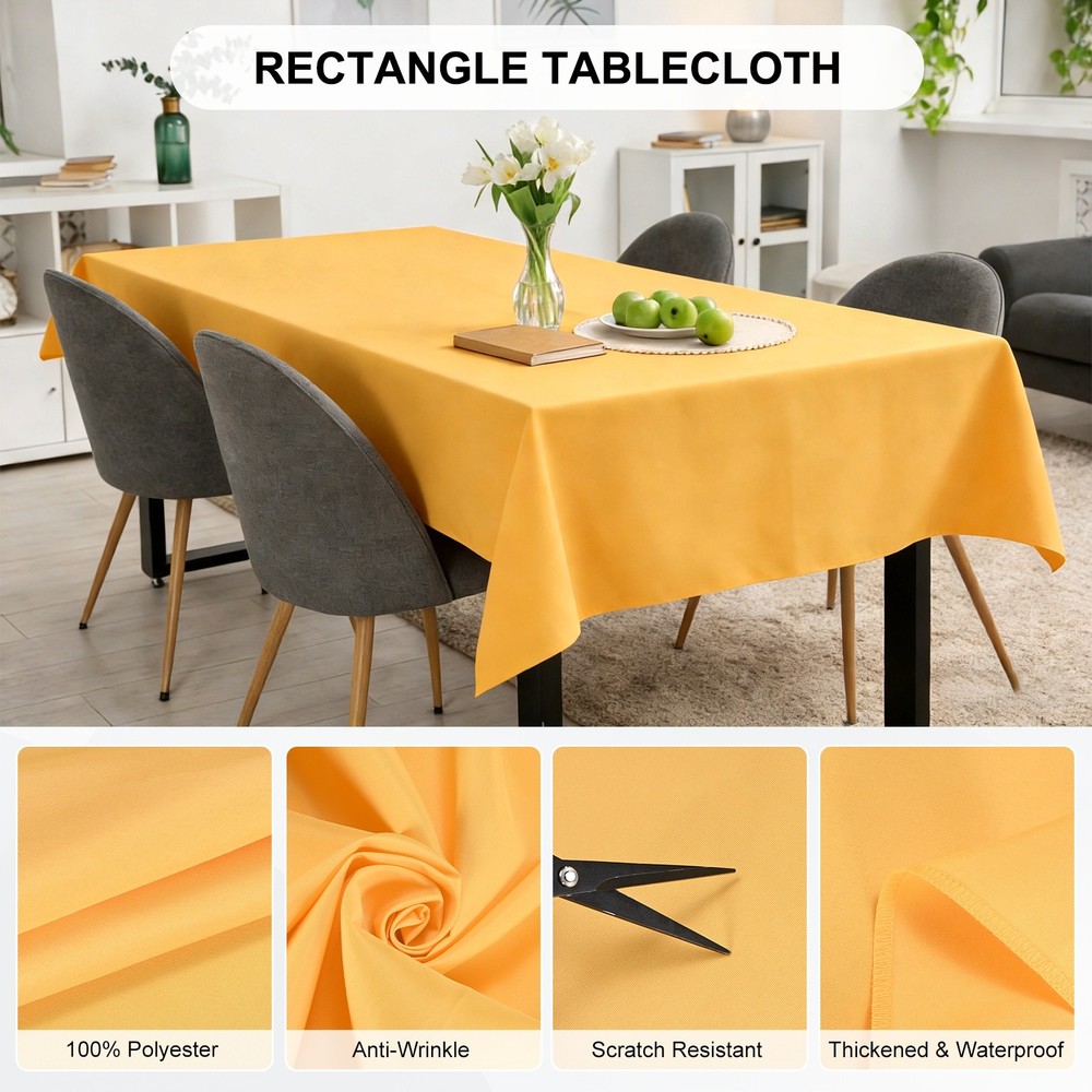 140x220cm Rectangle Tablecloth, Thickened Polyester Table Cloth Golden Yellow