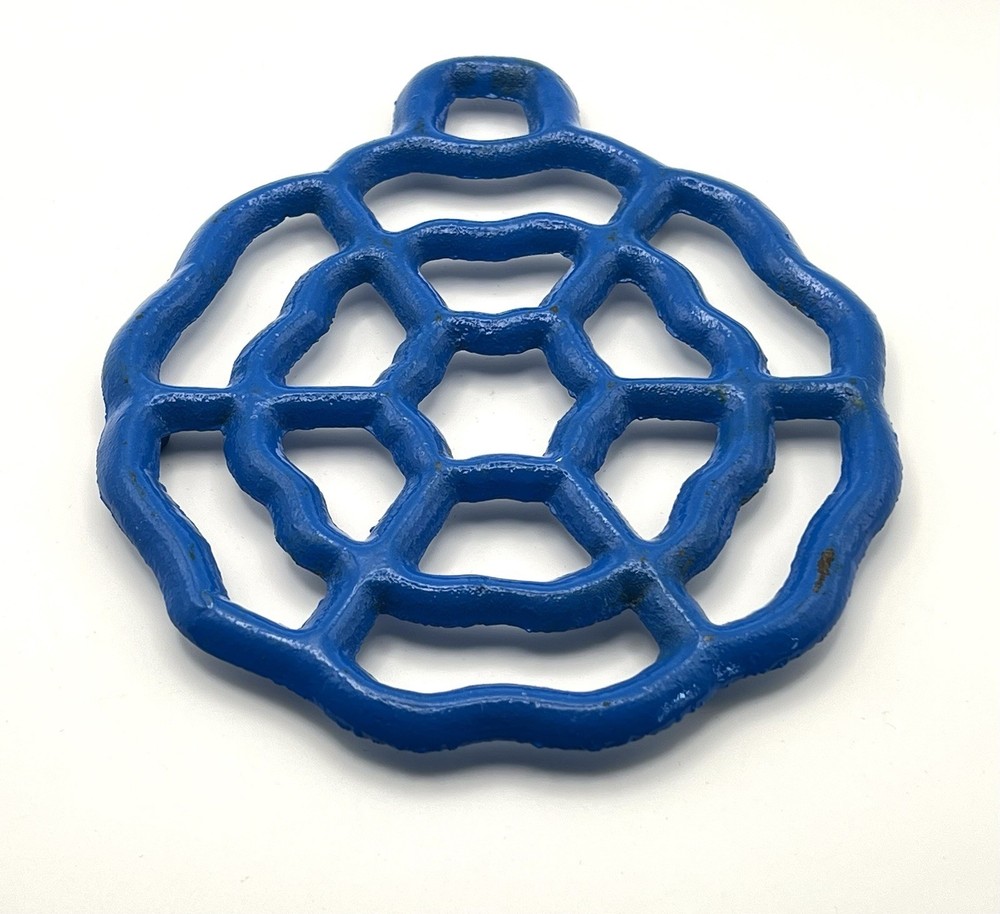 Web Design Blue Enameled Cast Iron Trivet