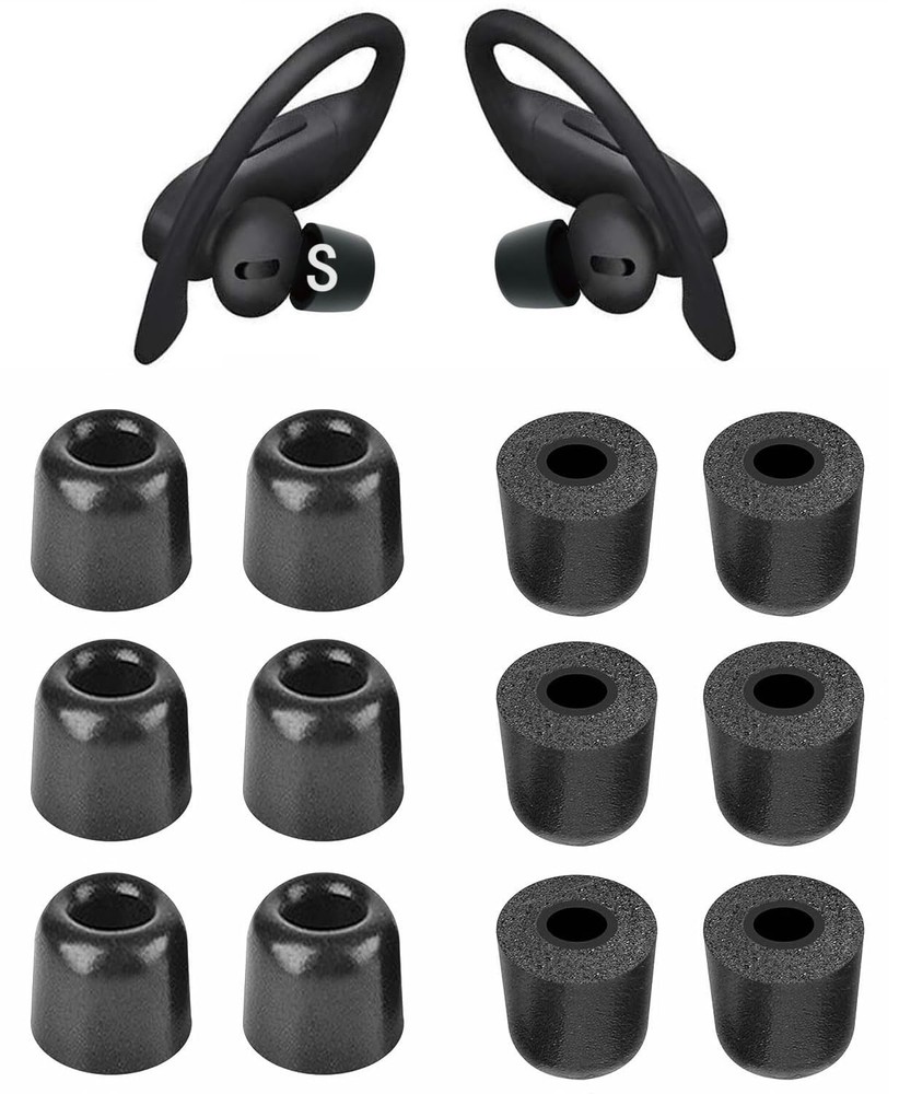 BLLQ Memory Foam Tip Compatible with Powerbeats Pro Small, Black