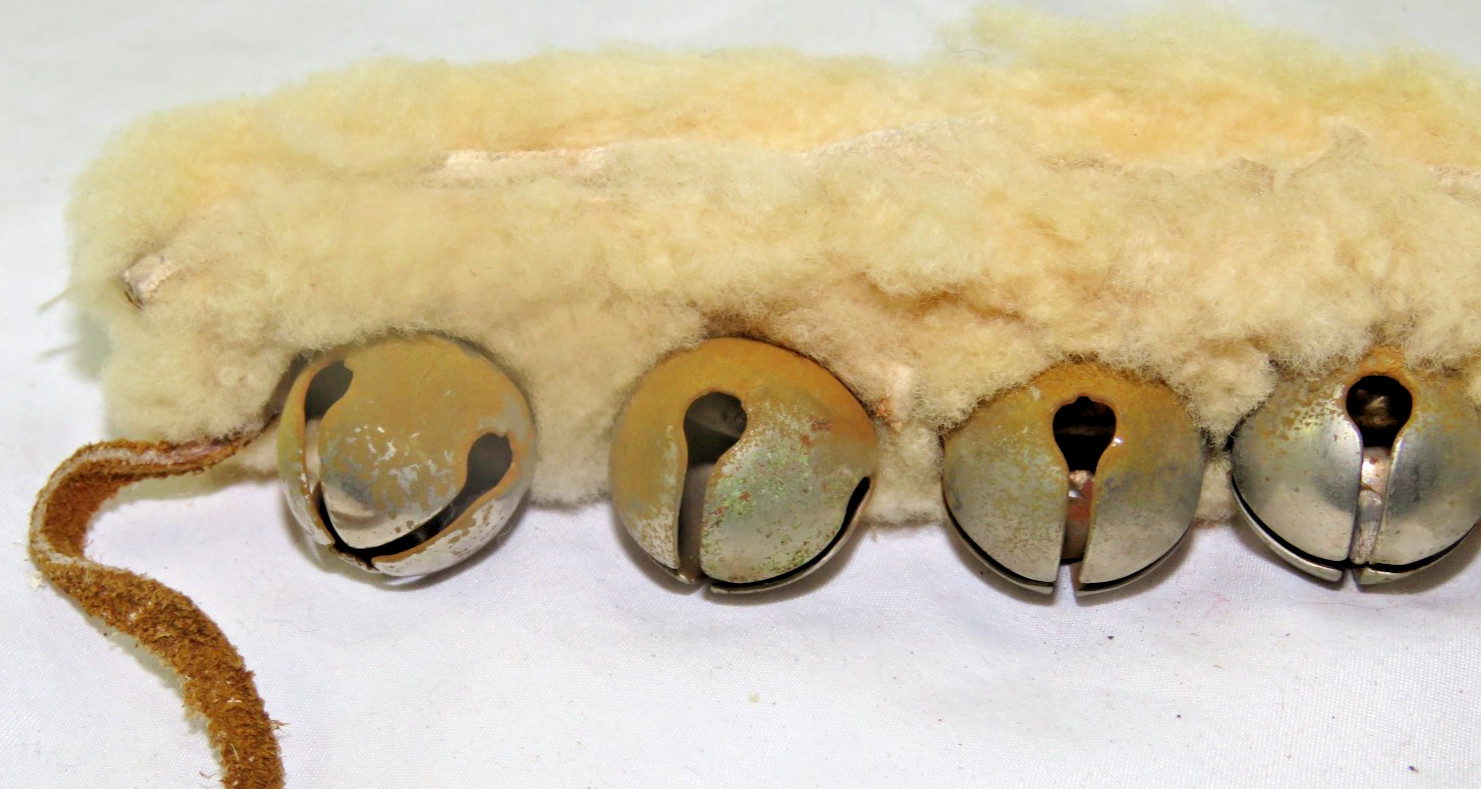 Vintage Mid-Century Sheepskin Lined "Cherokee Indian" Dance Bells NICE