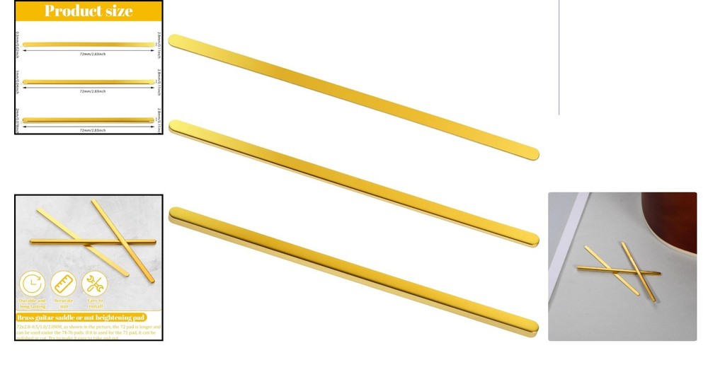 Guitar Brass Height Saddle Shims - Three Thickness Options for Perfect Setup