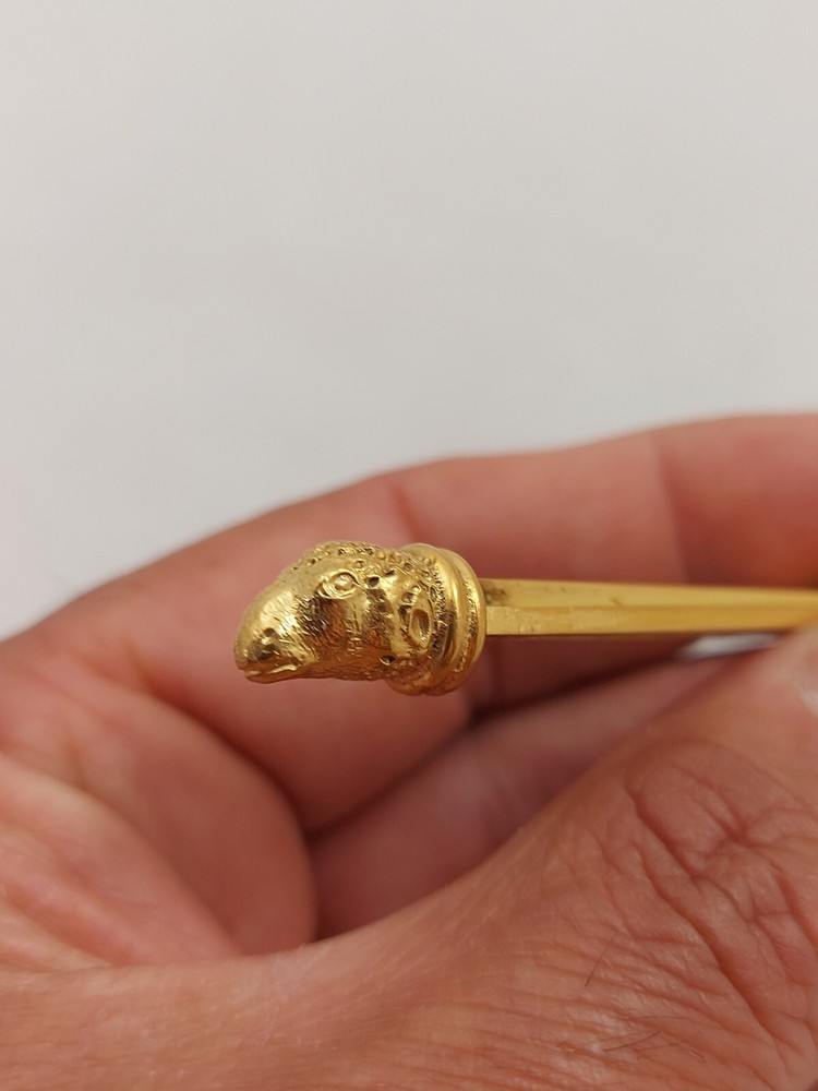 Antique Victorian Memento Mori Skull Solid Silver Gilt Spoon