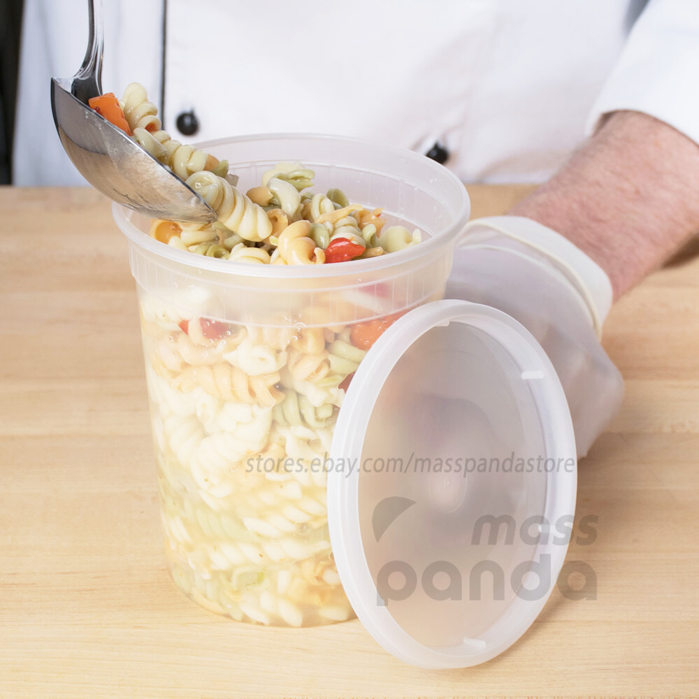 32 oz Heavy Duty Large Round Deli Food/Soup Plastic Containers w/ Lids BPA free