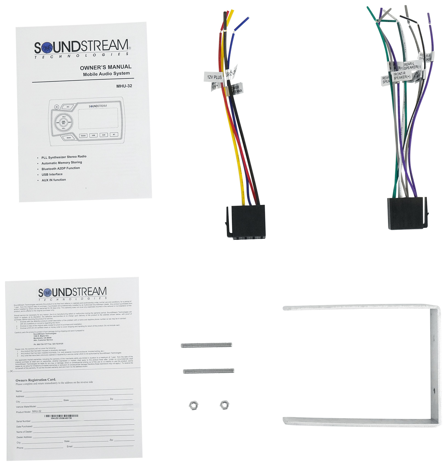 Soundstream MHU-32 Marine Boat ATV/UTV Digital Media Receiver Bluetooth/AUX/USB