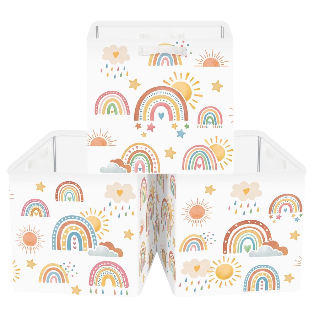 Rainbow Storage Cube Organizer Set Boho Closet Clothes Cube with Metal Frame ...