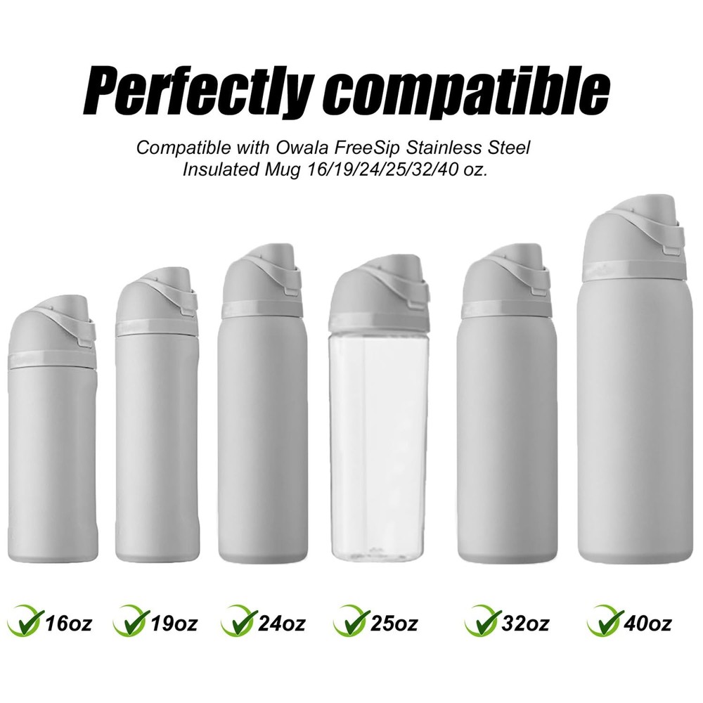 4pcs Bottle Seal Ring & Replacement Stopper for Owala Medium, Black/White