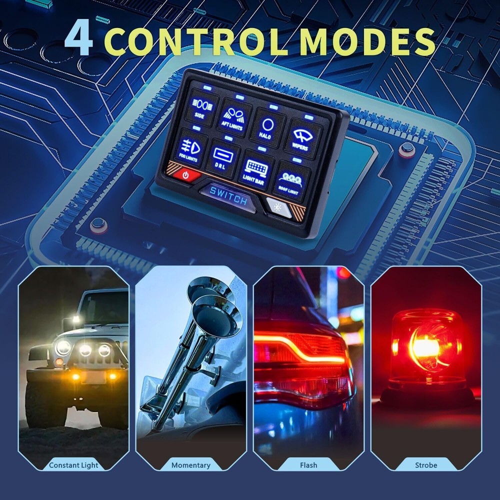 RGB 8 Gang Switch Panel with APP Control Circuit Control Relay System Box 5-L...