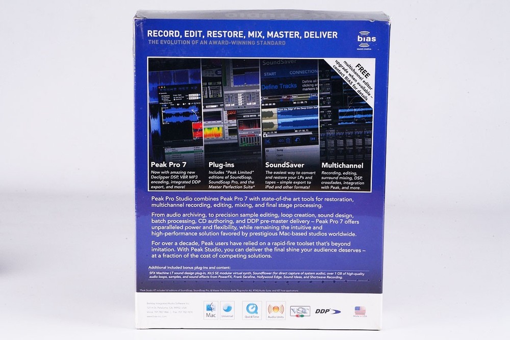 BIAS PEAK STUDIO Including Peak Pro 7 Audio Editing Mastering MAC Software - NEW