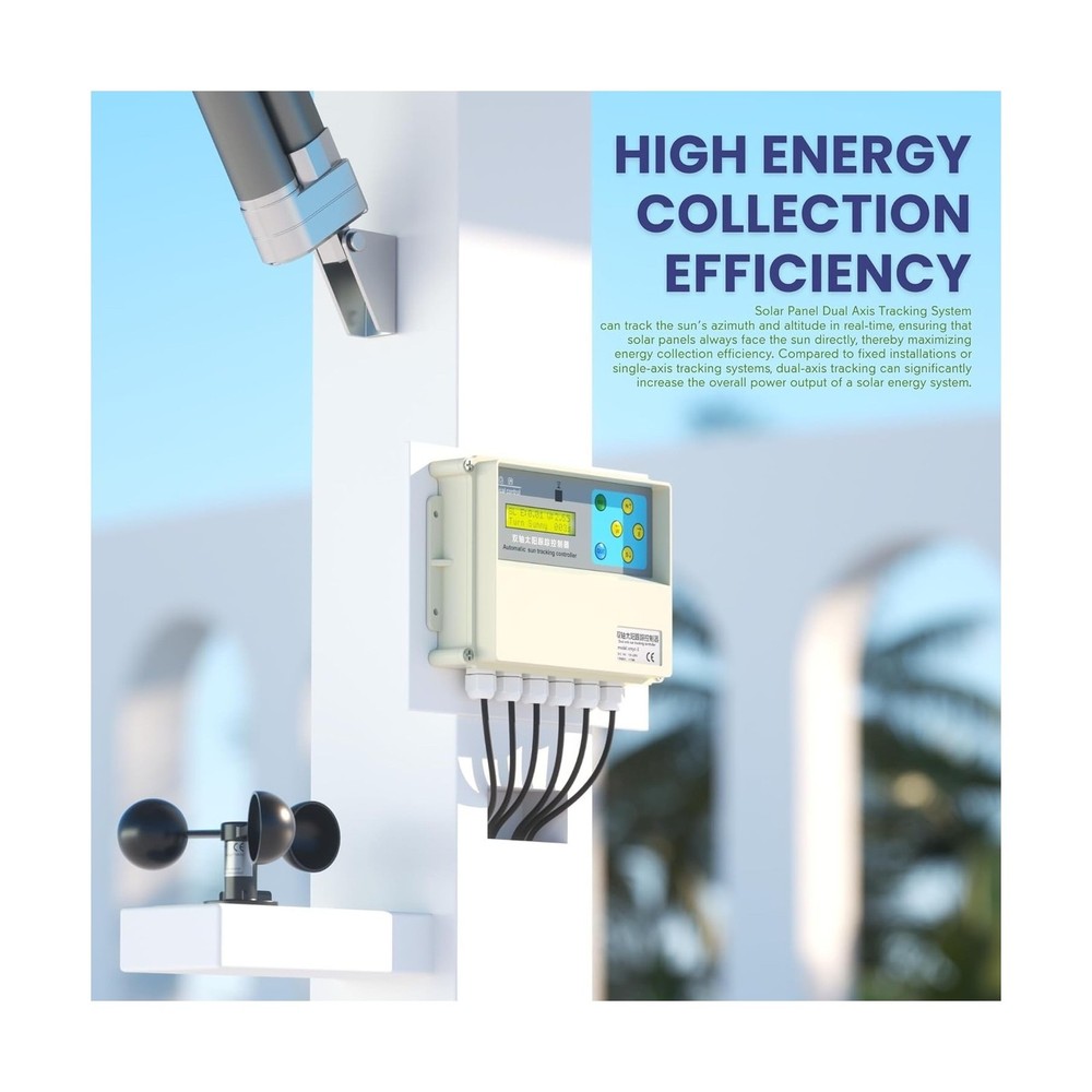 Dual-Axis Solar Tracker Controller Kit – Auto Sun Tracking with LCD, Wind