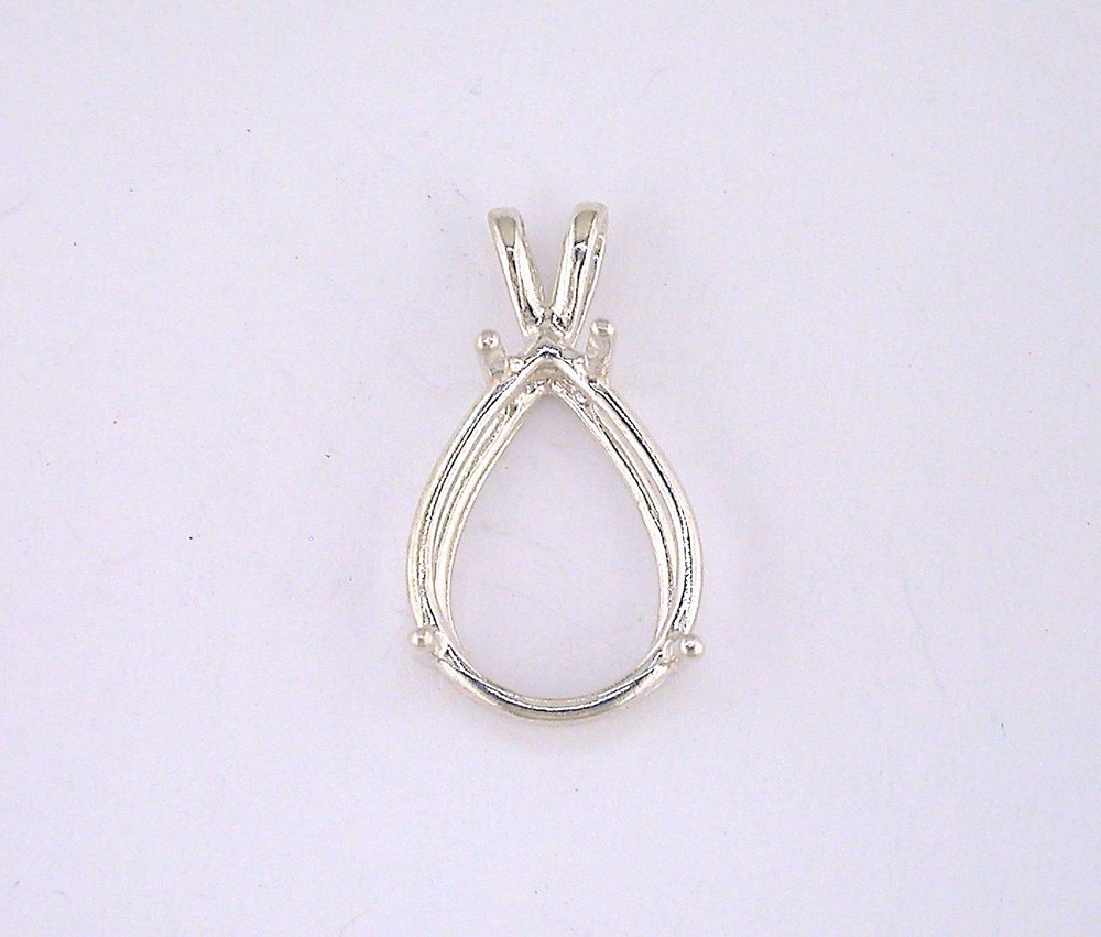 Pear Shape 4 Prong Wire Mount Pendant Setting Sterling Silver