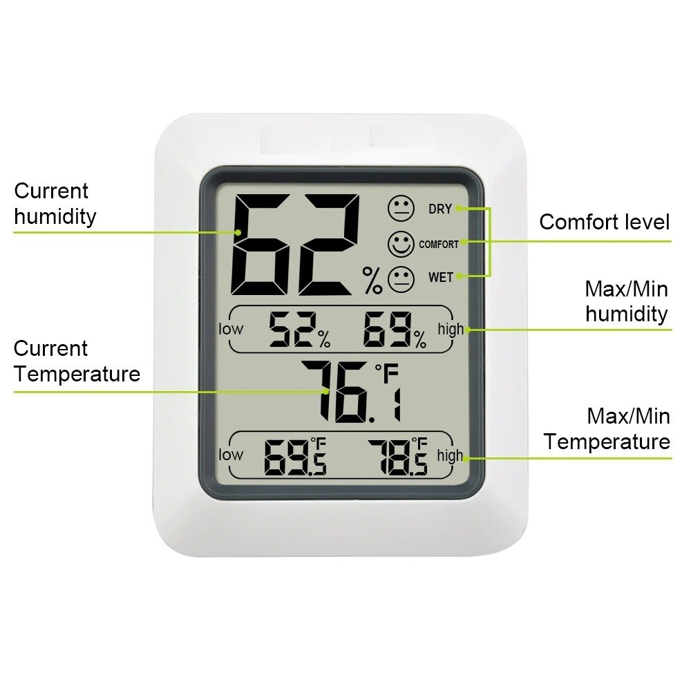 Digital Thermometer Hyg​rometer Incubator Hatching Eggs MAX MIN Memory LCD Hydro
