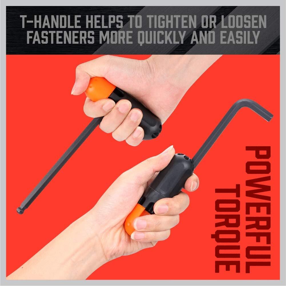 36 PC Long Arm Ball End Hex Key Allen Wrench Set Inch Metric Star With Bag Gift