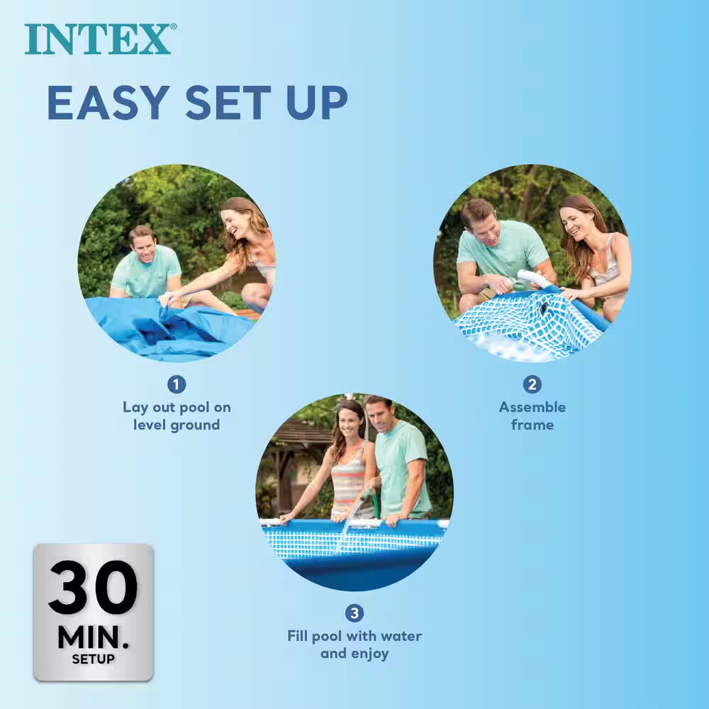 9.8 Ft Soft Sided Frame Pool 26" Deep Above Ground Outdoor Rectangular Backyard
