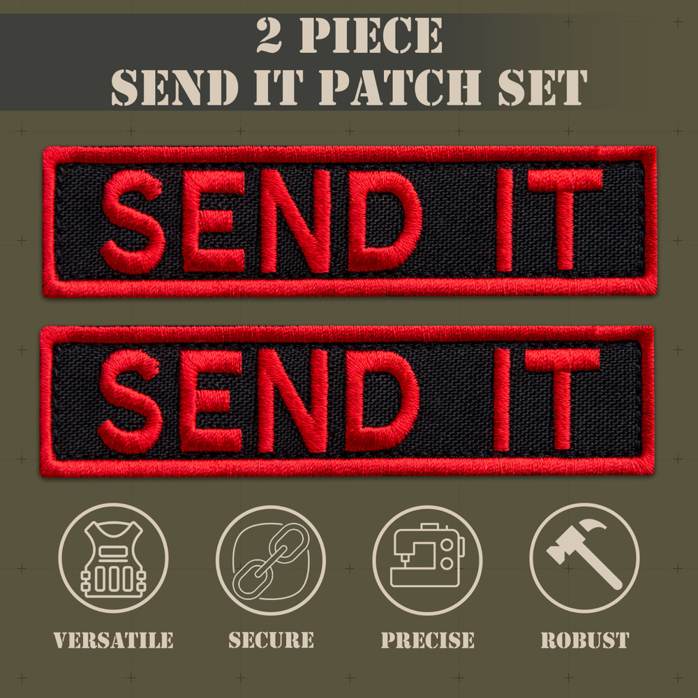 SEND IT Patch Set – 2 Pieces Durable Tactical Morale Patches for Backpacks