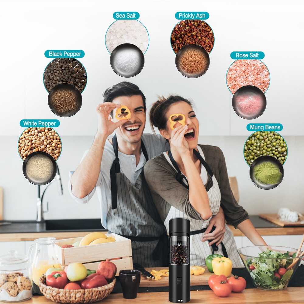 Automatic Gravity Electric Salt Pepper Grinder LED Set Adjustable Coarseness