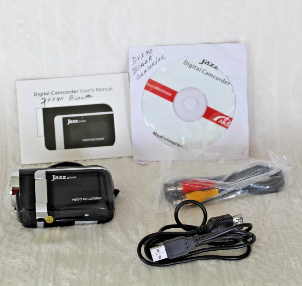 Jazz DVX40 Camcorder -  Black CD, User Manual ,USB Cable. TV Cable