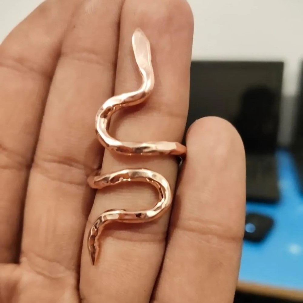 Solid Copper Minimalist Healing Ring Handmade Unisex Thumb Ring, Snake Ring