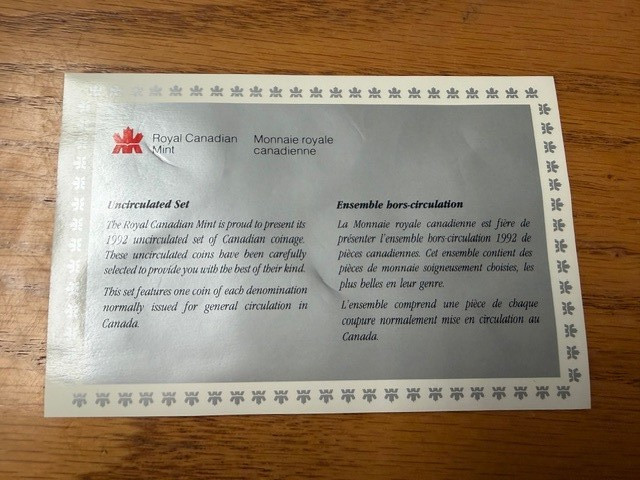 1992 UNCIRCULATED Canadian proof like coin set
