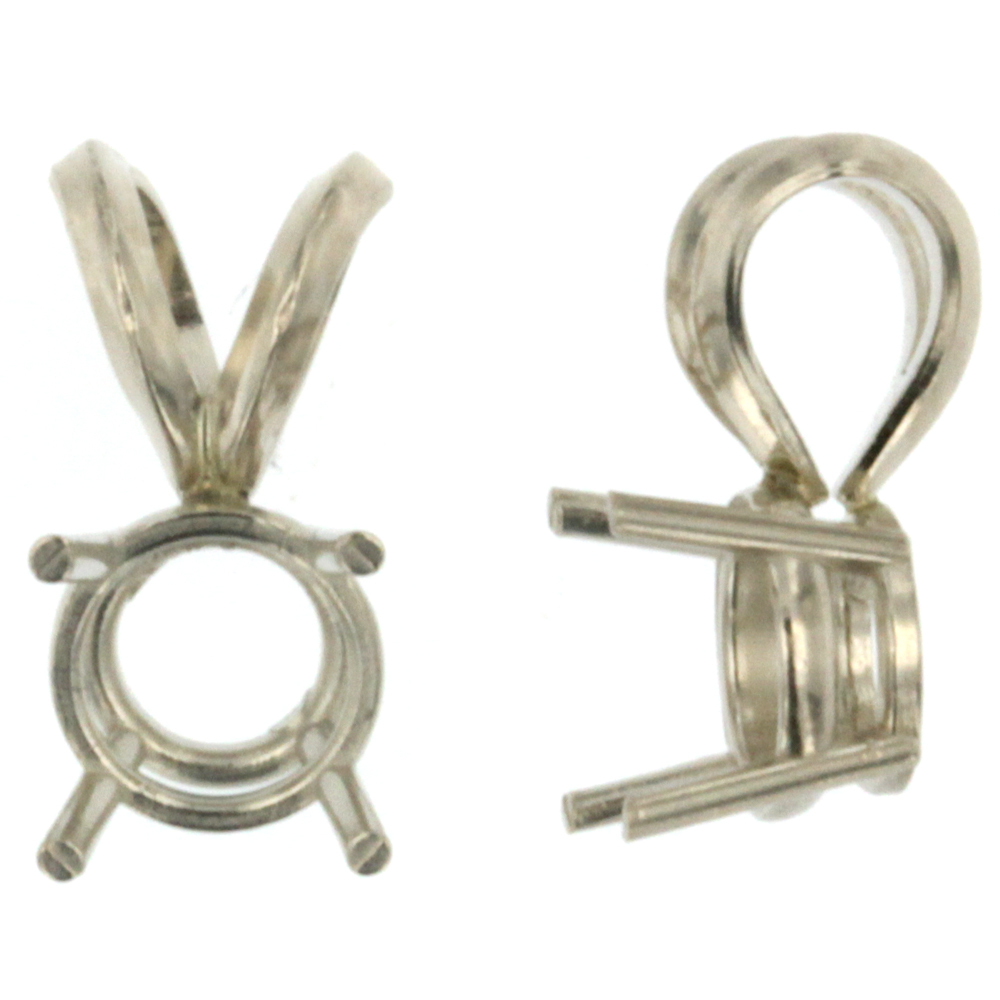 2mm - 12mm Round 14k White & Yellow Gold 4 Prong Pendant Setting 0.05ct - 5.00ct