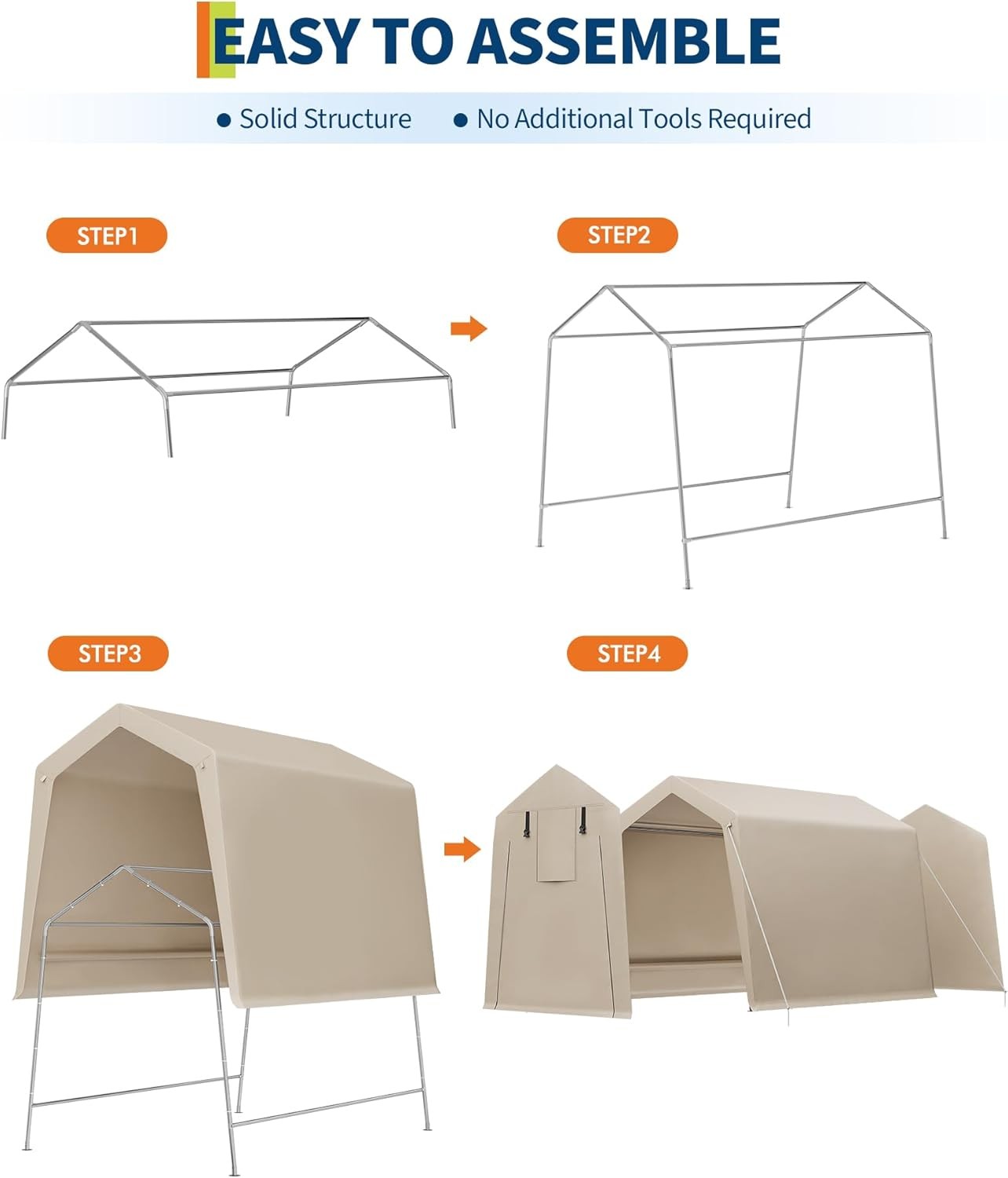 6x8 ft Portable Outdoor Storage Shed Waterproof UV-Resistant Canopy Tent Carport