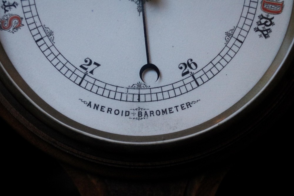 Large Antique Victorian Barometer / Thermometer