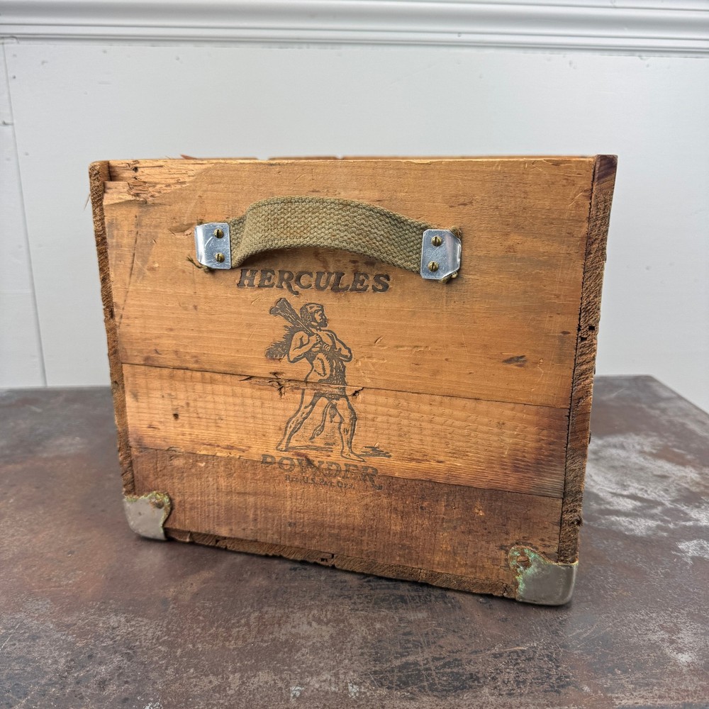 Vtg HERCULES POWDER Wooden Hercomite / Dynamite Crate Explosives EMPTY