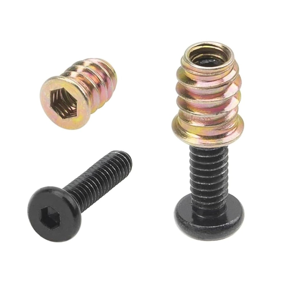 Threaded Inserts and Bolts Set, 30 Sets, 1/4-20 X 20Mm Threaded Inserts for Wood