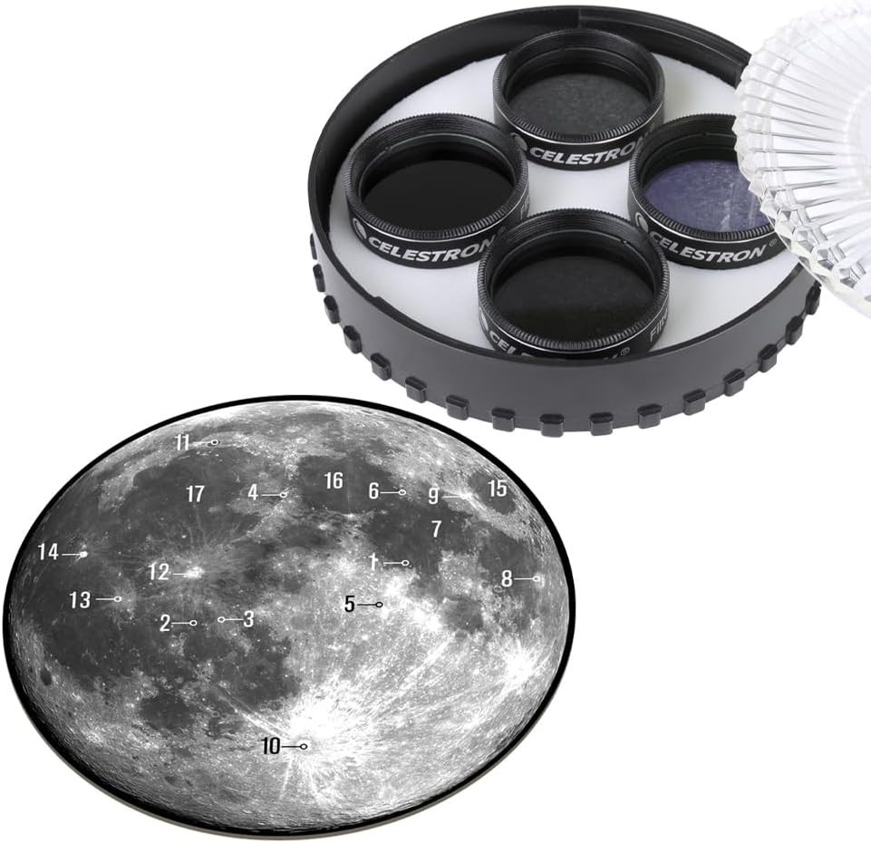 Moon Filter Kit – Fits 1.25' Telescope Eyepieces – Includes 4 Neutral Density...