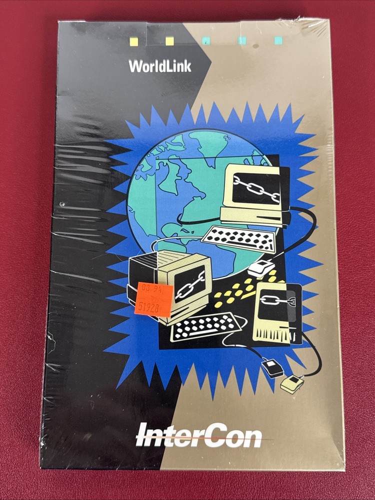 vintage New Sealed, InterCon WorldLink For Macintosh Plus or PC DOS Software