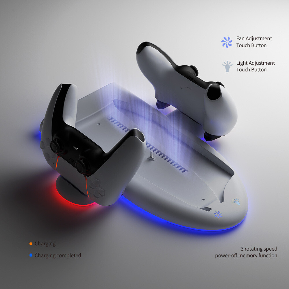 For PS5 Slim Multi-functional Cooling Base for Sony P5 Slim Grip Charge Base