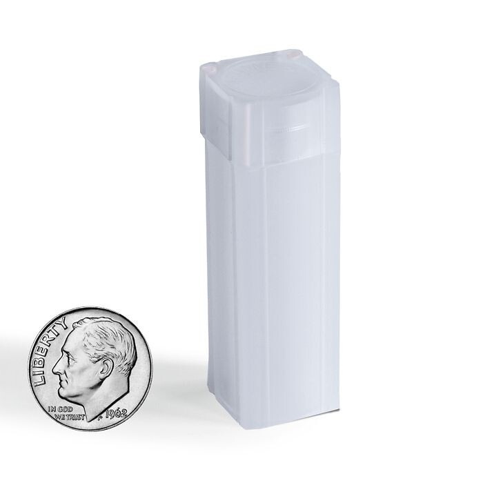 100 Lighthouse Square Tubes Dime Size 17.91 mm Coins Quality & Stackable 1 Box