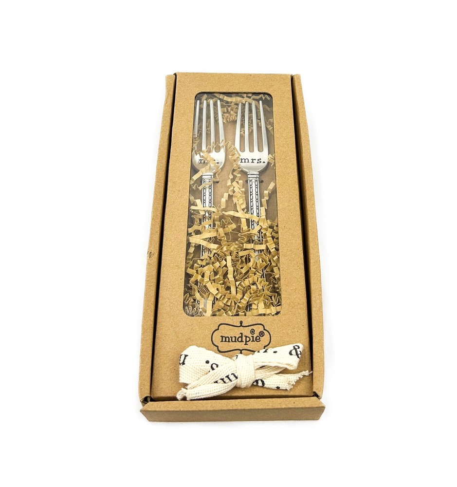 New in Box - Open Box - Mudpie Mr. & Mrs. Boxed Wedding Fork Set