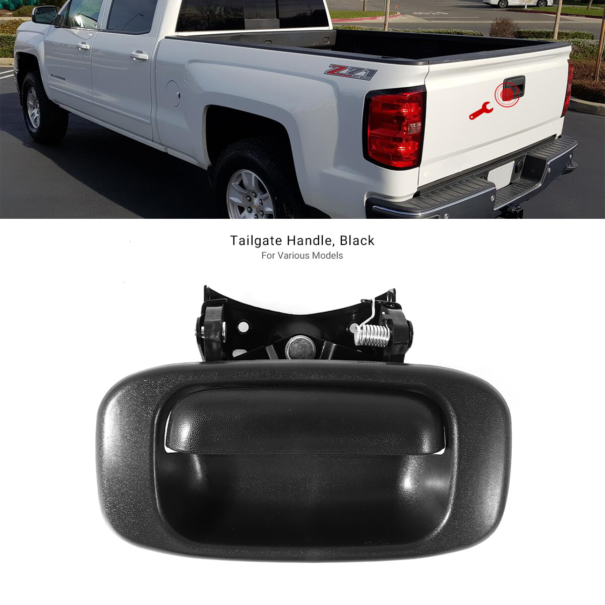 For 1999-2006 Chevy GMC Silverado Sierra Rear Tailgate Handle & Bezel Set Black