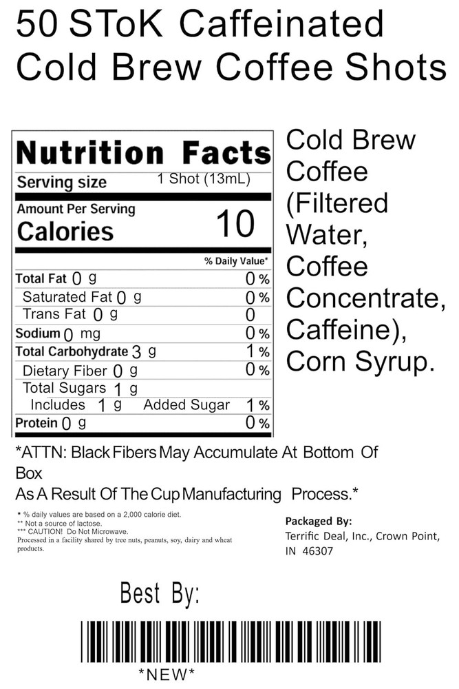 50 Caffeinated Cold Brew Coffee Shots