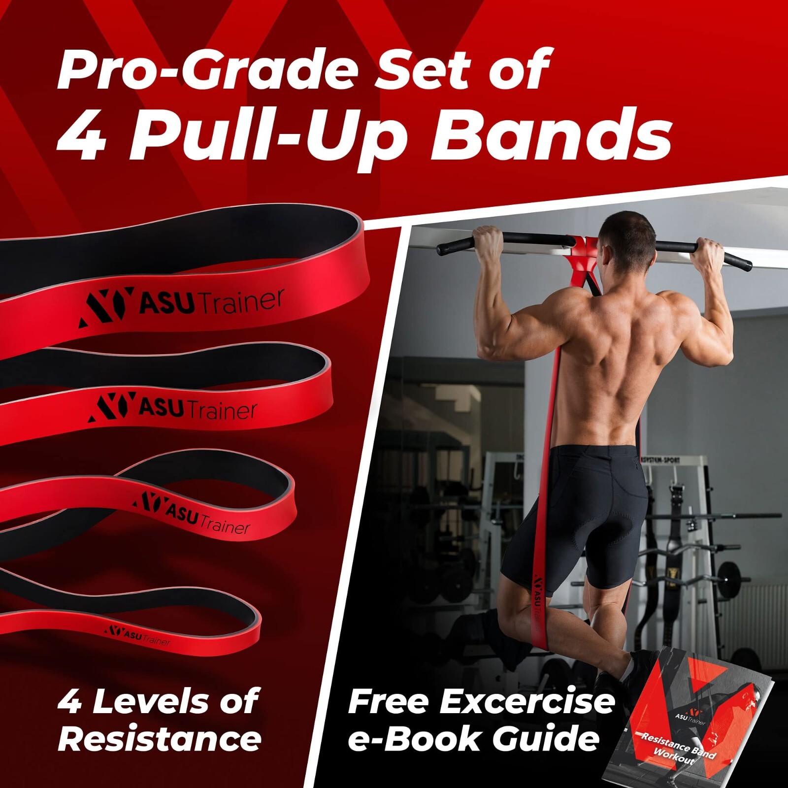 Set of 4 Pull Up Assistance Bands, Resistance Bands for Working Out, Exercise