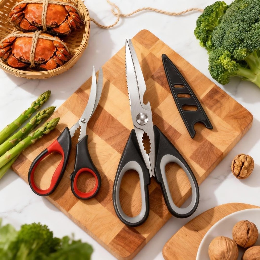 All Purpose Kitchen Shears with Protective Sheath, Heavy Duty 3 Pack Kitchen Sci