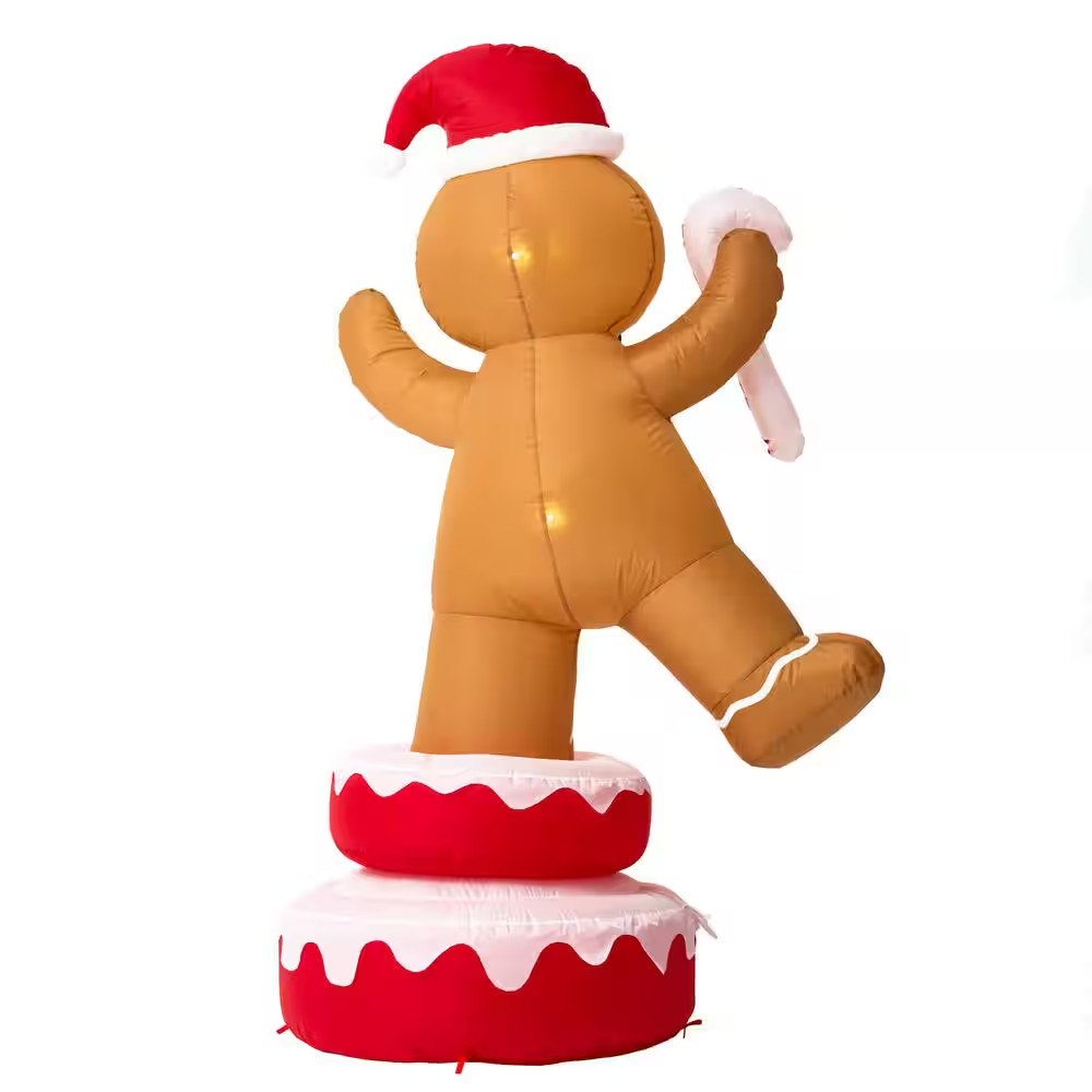 6 Ft. Lighted Inflatable Rotating Gingerbread Man Decor