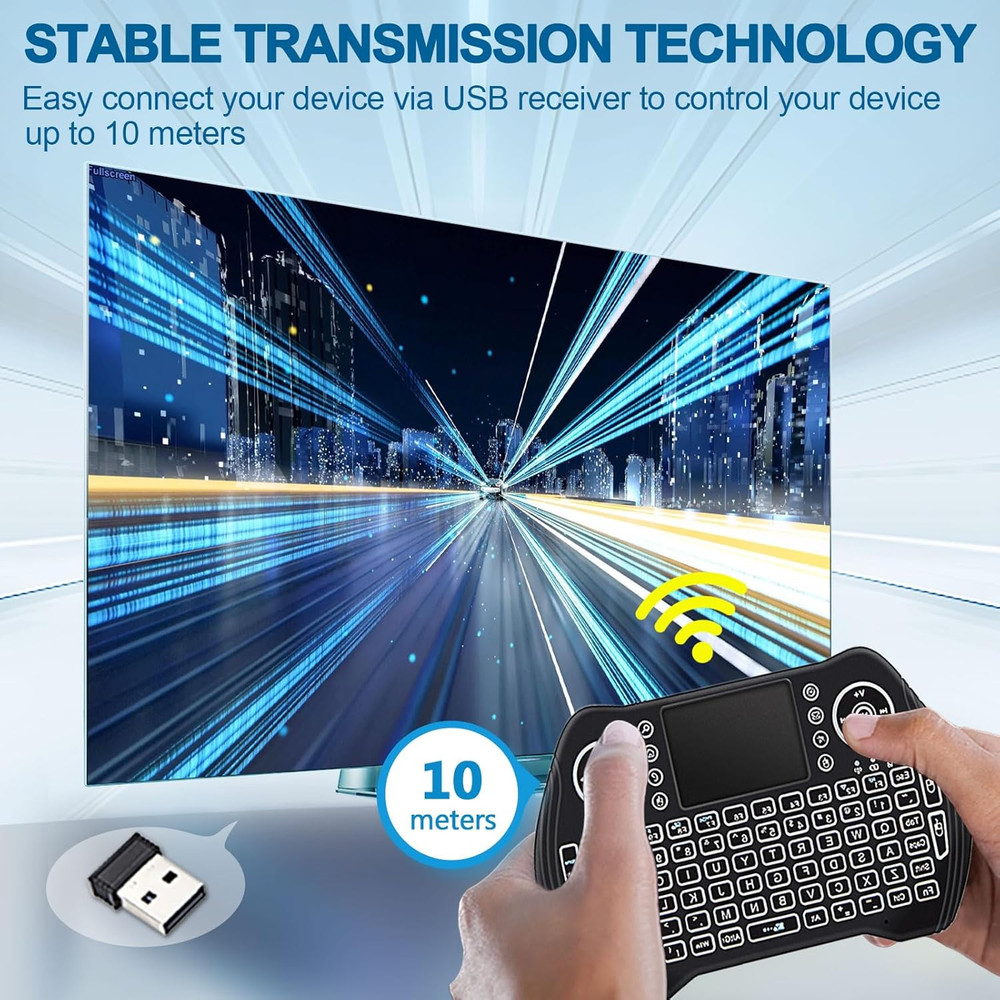 Backlit Mini Wireless Keyboard Touchpad Mouse Combo with Rechargable Li-Ion Batt