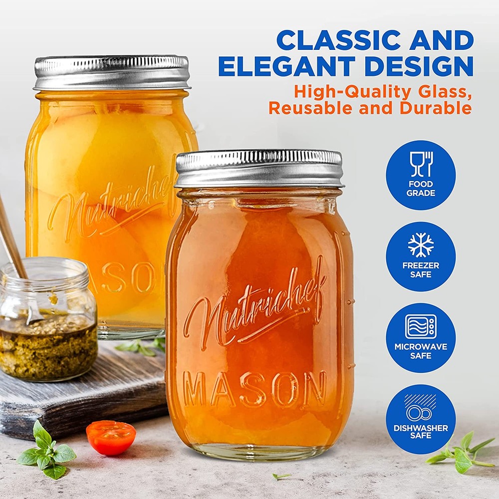 Nutrichef NCMSJ8 8 Pcs Mason Jars Set