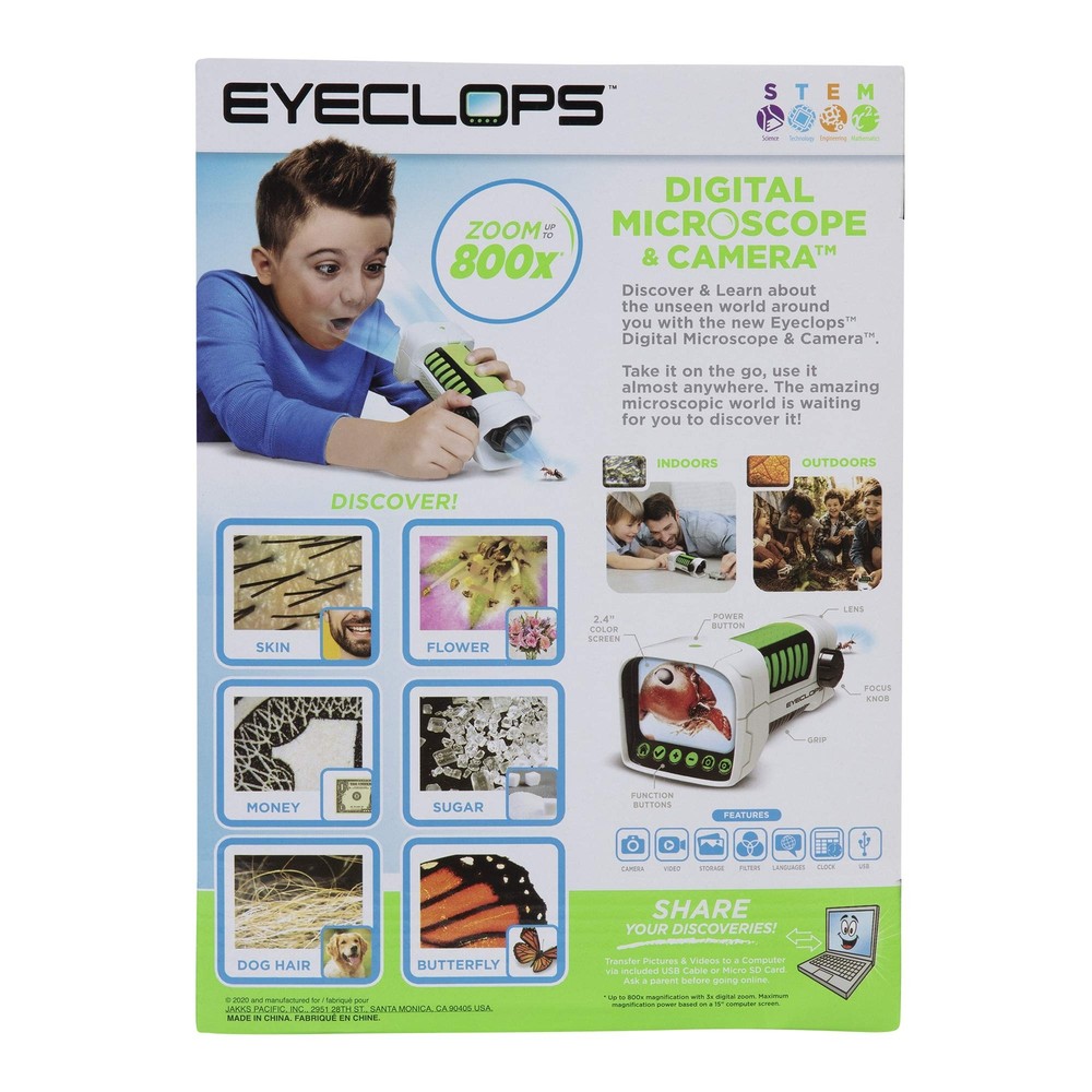 EyeClops Digital Microscope & Camera with Built in Color Screen -800X Zoom-