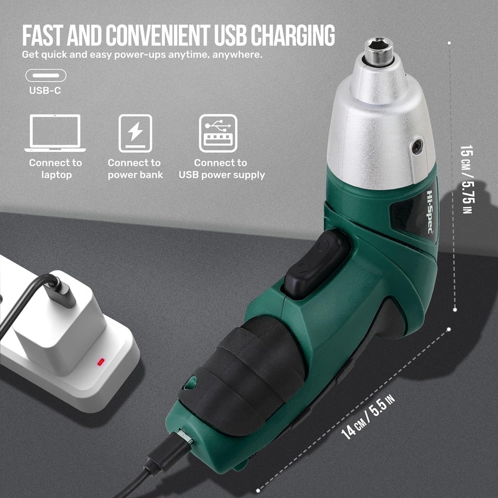 3.6V Cordless Electric Screwdriver Set with Interchangeable Bits, Green