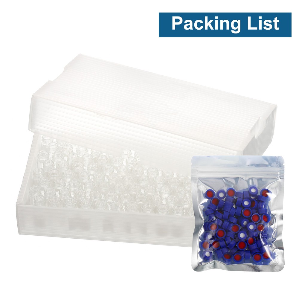 2ml Self-Sampler Vial, 100pcs HPLC/GC Patch Red PTFE & White Silicone Sets