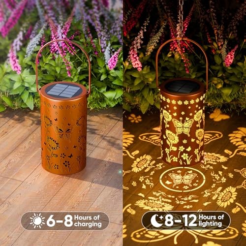Solar Lanterns Outdoor Waterproof - Decorative Shadow Lantern with 1 PACK