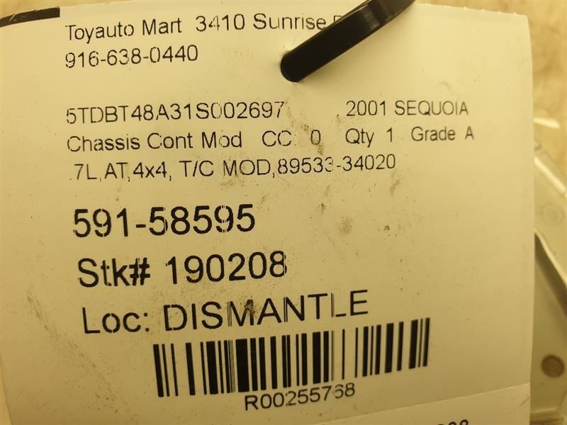 01-02 TOYOTA SEQUOIA CHASSIS ECM (4X4 CONTROL) CONTROL MODULE ASSEMBLY