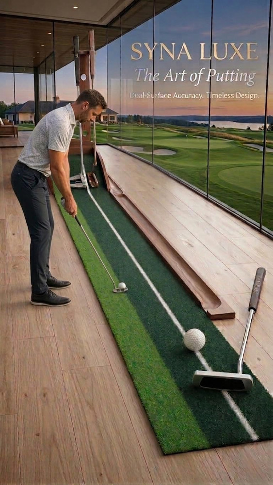 Indoor Golf Putting Mat with Automatic Ball Return - Non-Slip Surface