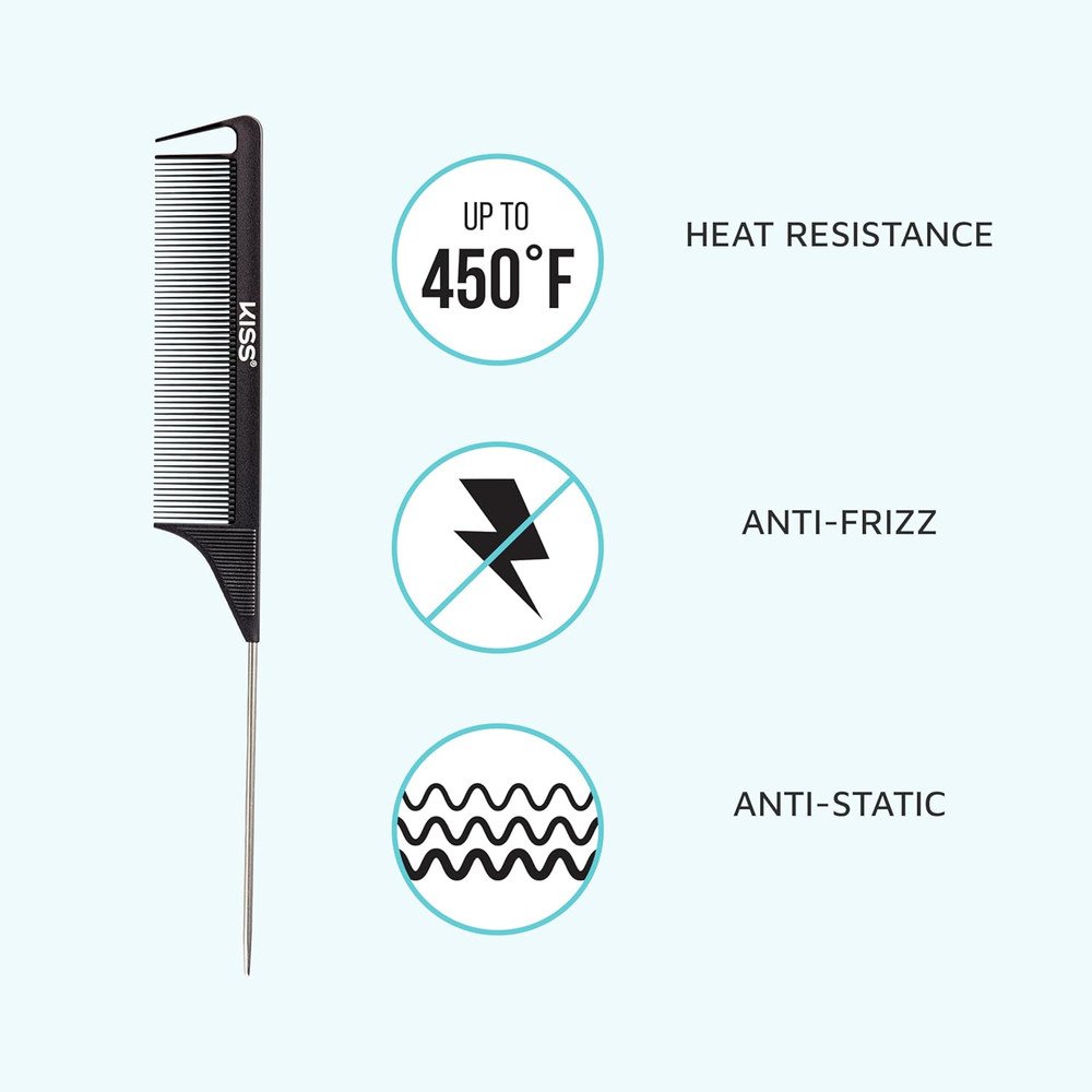 Professional Pin Tail Parting Comb for Sectioning, Teasing, Detangling, Grooming