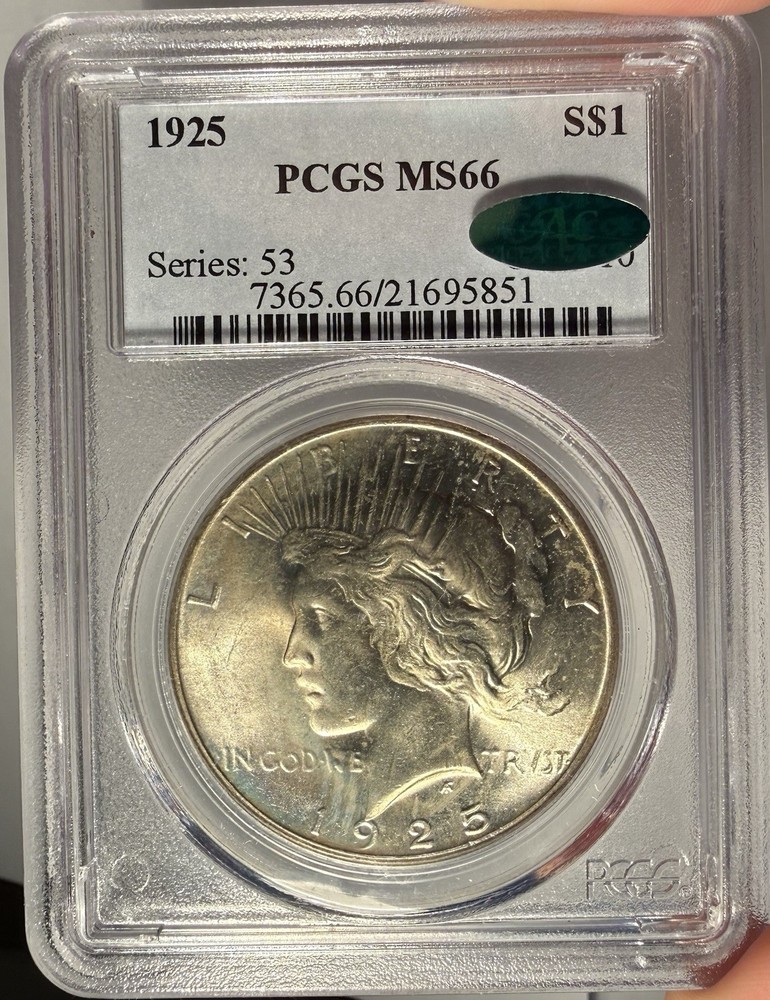 1925 $1 PCGS MS 66 CAC Peace Silver Dollar
