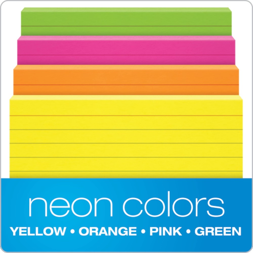 Ruled Index Cards 3x5, Neon Assorted, 300 Sheets, Study Notes