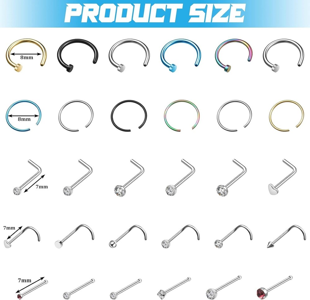 36 Nose Ear Piercing Tool Kit Includes 4 Disposable Nose Piercing Machine wit...